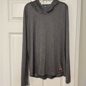 Womens Under Armour Activewear Heat Gear Lightweight Heathered Gray Hoodie Large